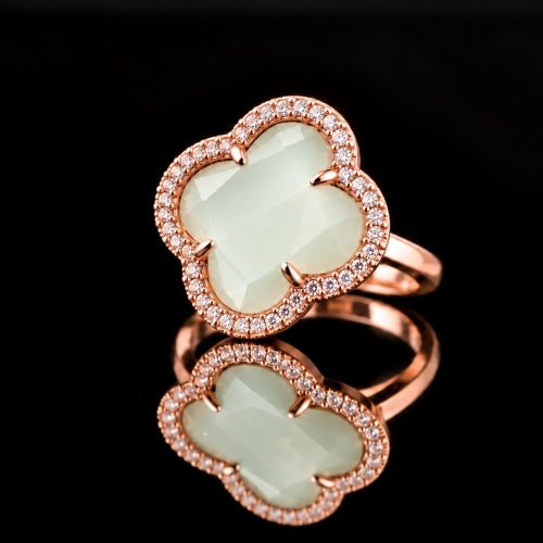 model Fiori gezet ring in zilver roze verguld lichtblauw