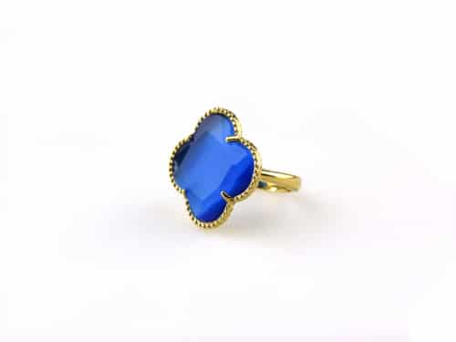 model Fiori ring zilver verguld kobaltblauw - Saffier