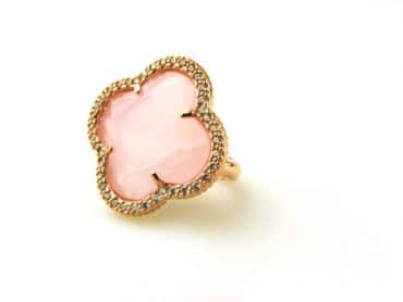 model Fiori gezet ring in zilver roze verguld roos - Medaillon