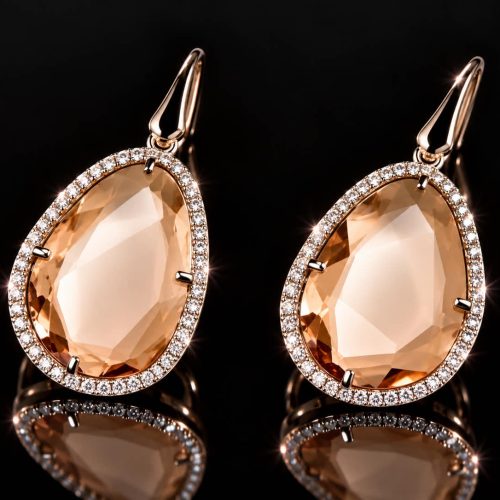model Belinda oorringen in zilver gezet met champagnekleurige steen en cubic zirconia
