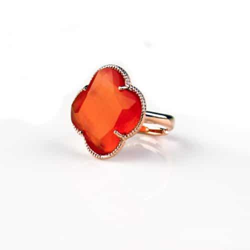 model Fiori ring in zilver roze verguld oranje - Edelsteen