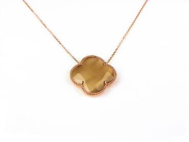 model Fiori kleine klaver ketting in zilver roze verguld bruine klaver - Ketting