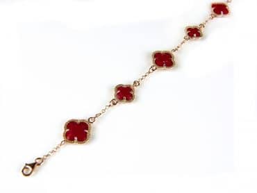 model 5 fiori armband in zilver roze verguld rood - Edelsteen