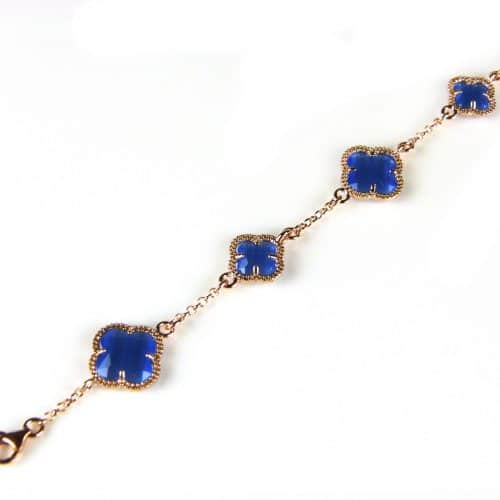 model 5 fiori armband in zilver roze verguld blauw - Saffier