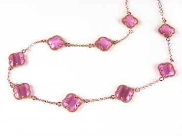 model 10 Fiori collier in zilver roze verguld 10 roze klavers - Ketting