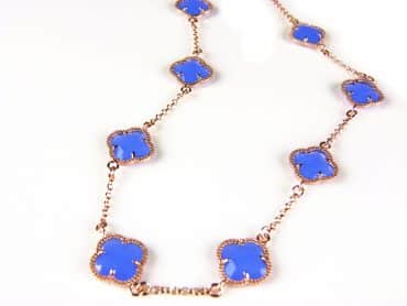 model 10 Fiori collier in zilver roze verguld 10 blauwe klavers - Ketting