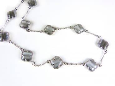 model 10 Fiori collier in zilver grijze klavers - Zilver