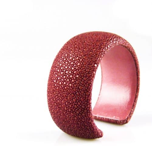 armband in roggenleder 30 mm breed kleur vieux rose - Bangle