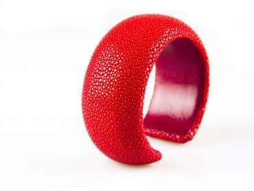 armband in roggenleder 30 mm breed kleur coral - Modeaccessoire