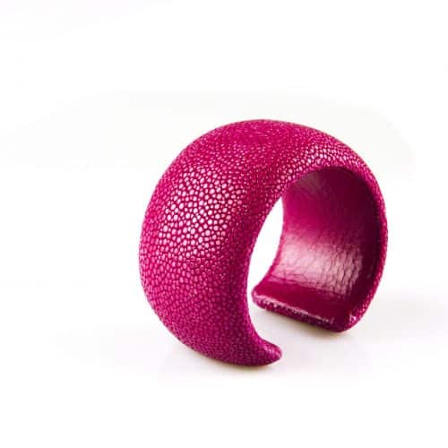 armband in roggenleder 40 mm breed kleur fushia - Bangle