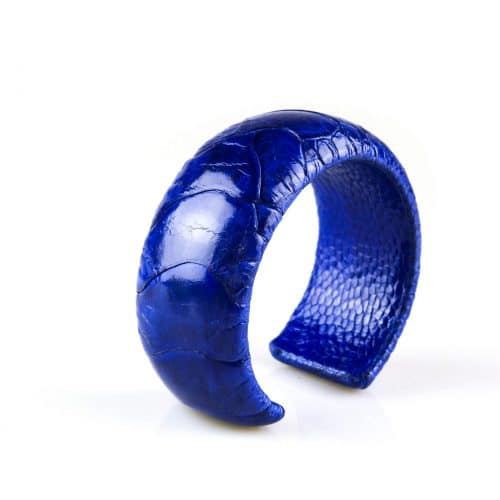 armband in struisvogelleder 30 mm breed kleur saphir - Kobalt blauw