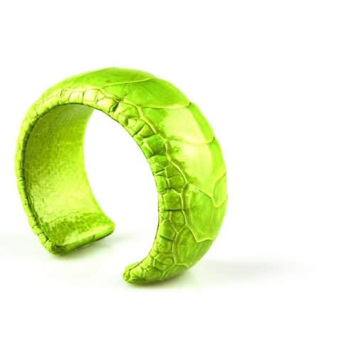 armband in struisvogelleder 30 mm breed kleur lime - Productontwerp