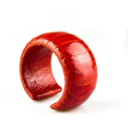 armband in struisvogelleder 40 mm breed kleur tangerine - Bangle