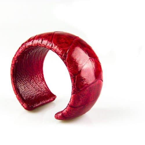 armband in struisvogelleder 40 mm breed kleur ruby - Bangle