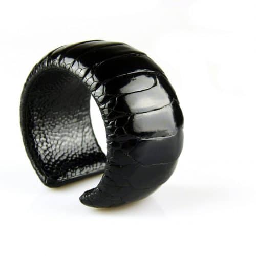 armband in struisvogelleder 40 mm breed kleur onyx - Ring