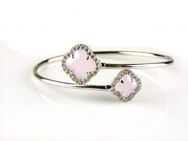 model toi et moi armband in zilver melkroze - Bangle