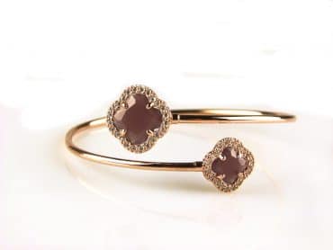model toi et moi armband in zilver roze verguld bordeaux - Trouwring