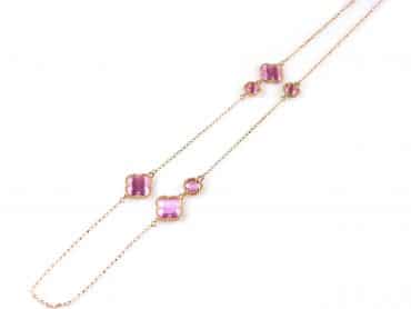model Fiori fantasie collier in zilver roze verguld model fiori rond en klaver roos - Ketting