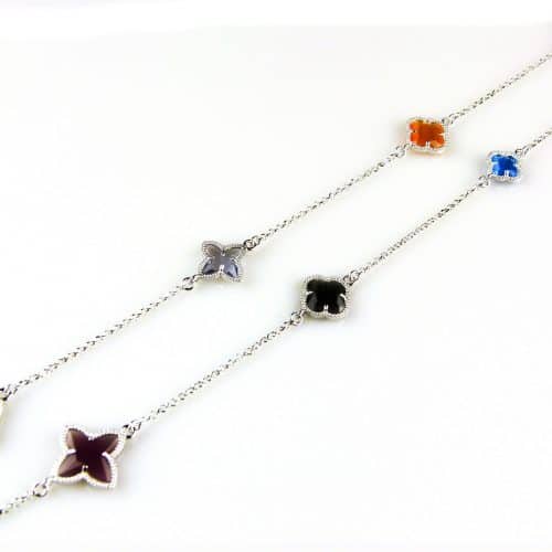 model Fiori gemengde motieven collier in zilver multicolor - Ketting