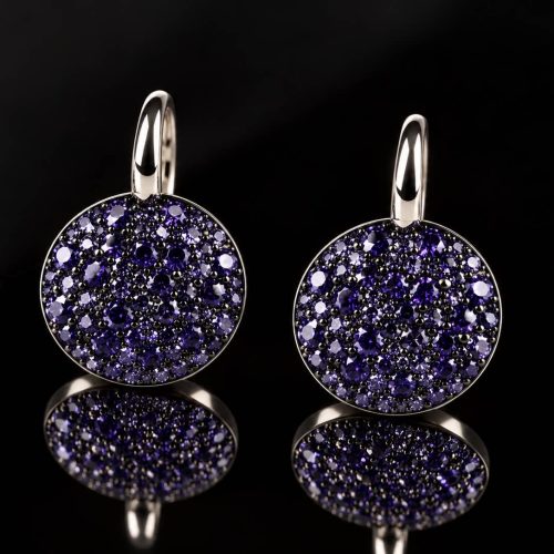 model Rondo oorringen in zilver paars