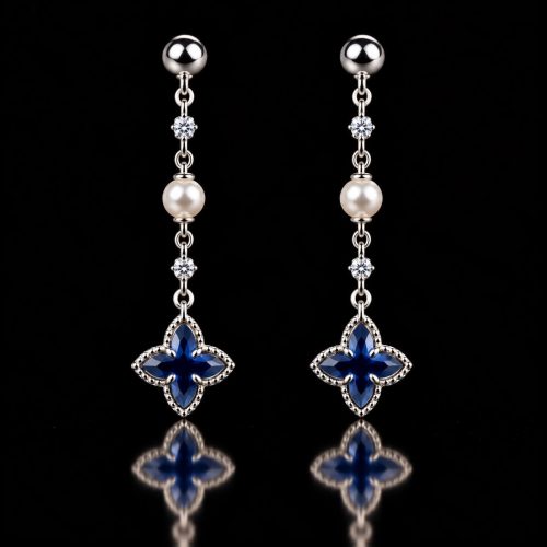 oorringen in zilver model star met parel