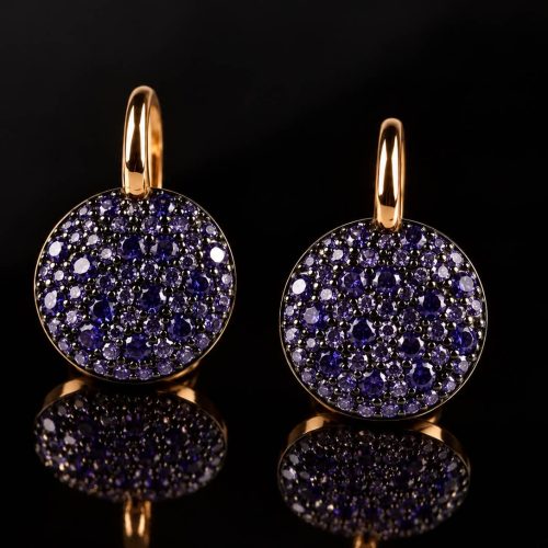 model Rondo oorringen in zilver roze verguld paars