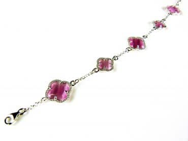 model 5 fiori armband in zilver felroze - Sieraden
