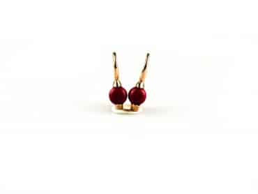 model Piccolo oorringen in zilver roze verguld cabochon koraalrood - Productontwerp