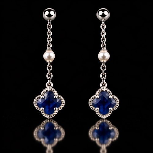 oorringen in zilver model flower met parel