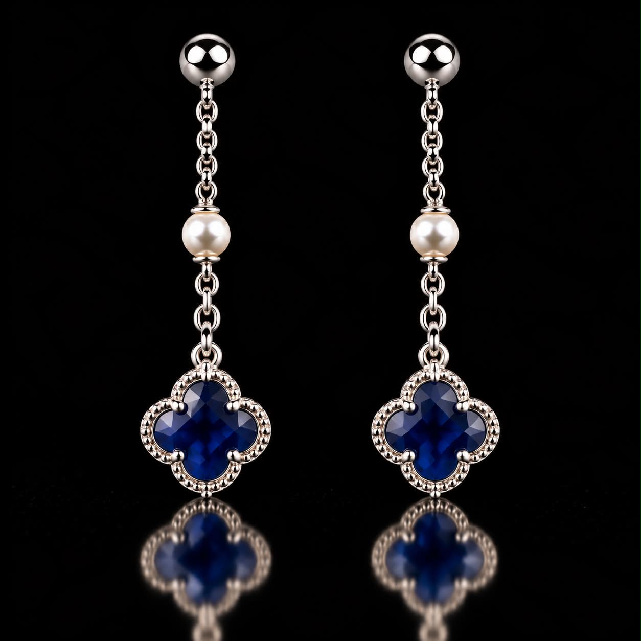 oorringen in zilver model flower met parel