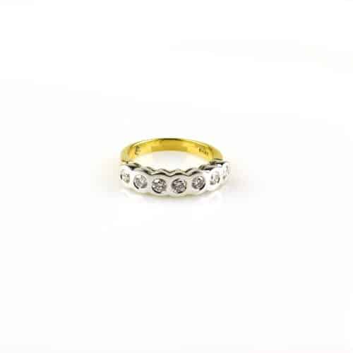 ring in geel en wit goud gezet met diamant - Ring