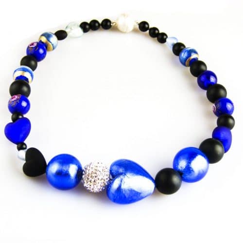 collier onyx en blauw venetiaans glas - Armband