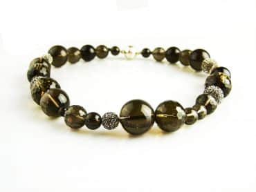 collier rookkwarts gemengd en bruine strassparels - Armband