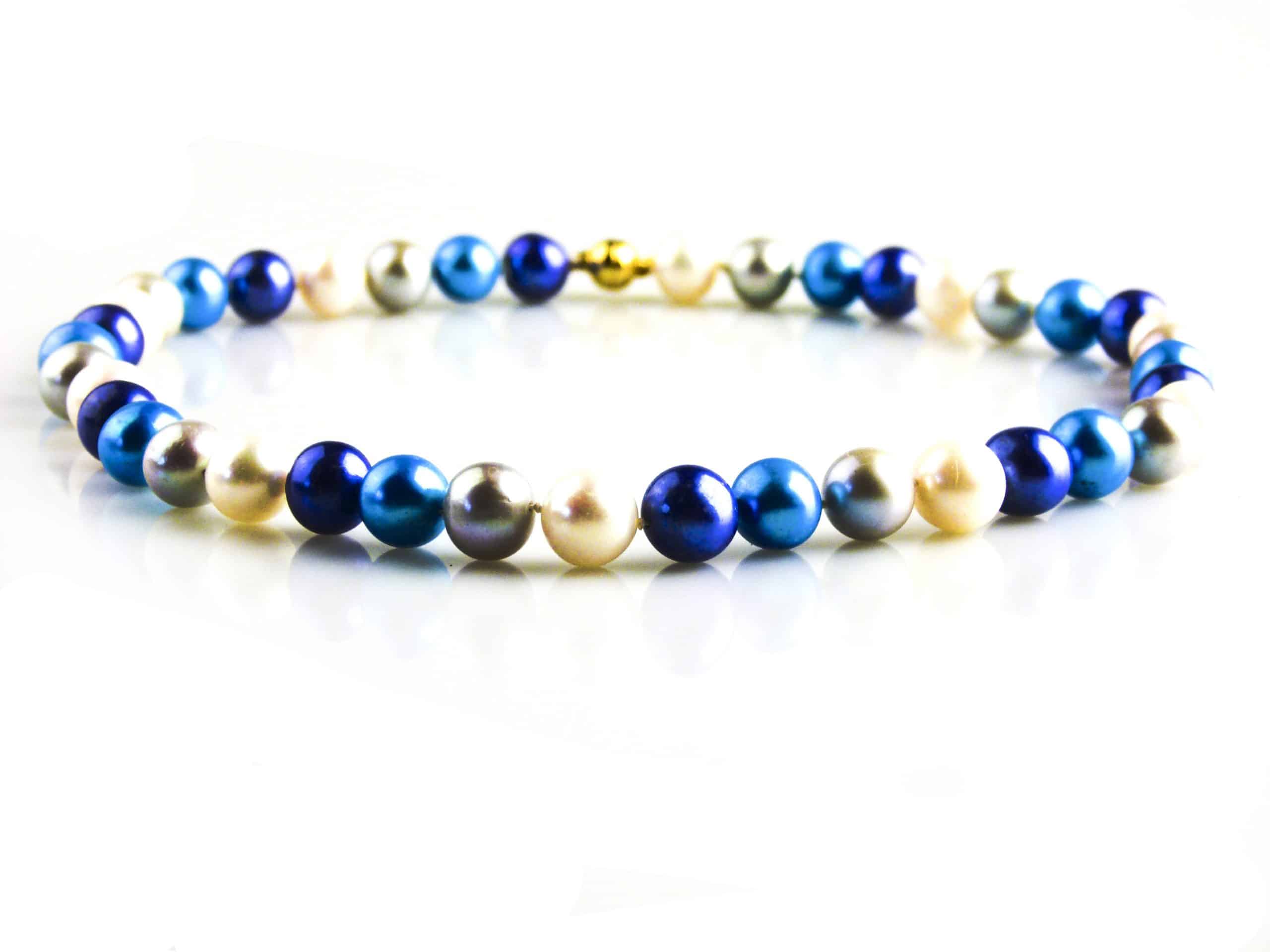 parel collier gemengde kleuren turkoois, wit, grijs en blauw - Armband