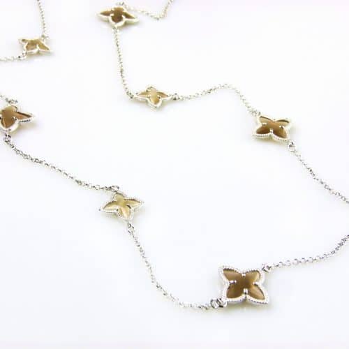 collier model Stars collier in zilver met bruine ster motieven - Ketting