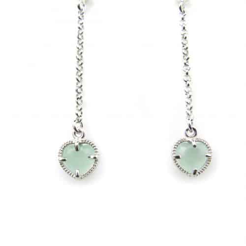 oorringen in zilver model heart - muntgroen - Oorbel