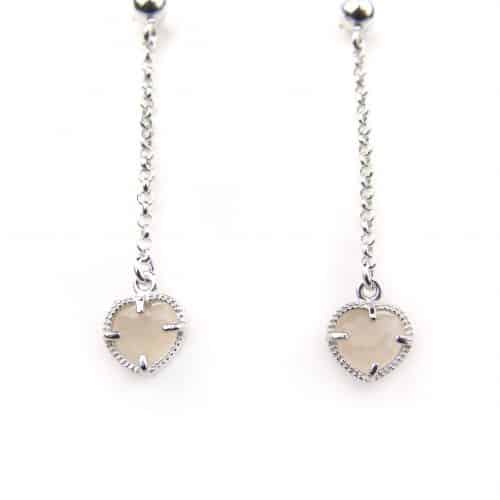 oorringen in zilver model heart - zandkleur - Oorbel