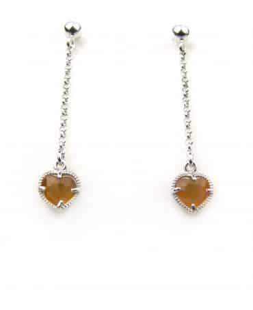 oorringen in zilver model heart - oranje - Oorbel
