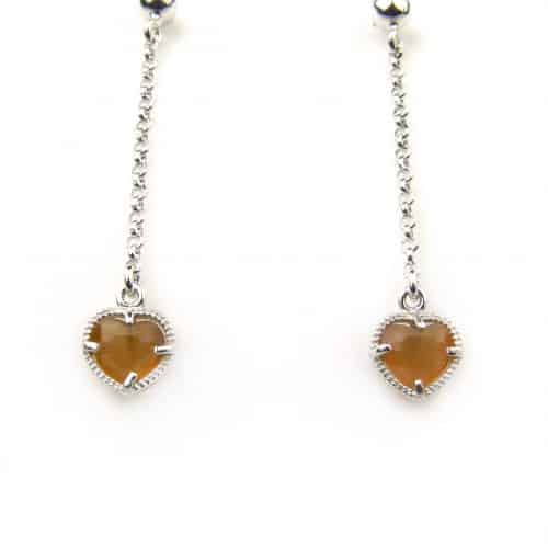 oorringen in zilver model heart - oranje - Oorbel