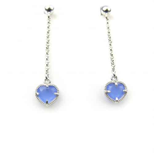 oorringen in zilver model heart - jeansblauw - Oorbel