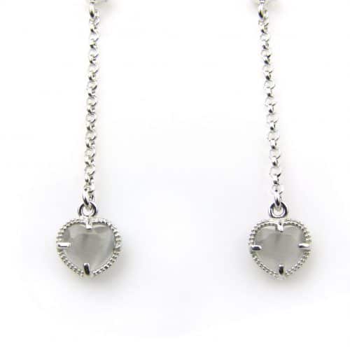 oorringen in zilver model heart - grijs - Oorbel