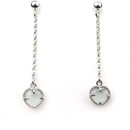oorringen in zilver model heart - lichtblauw - Oorbel