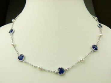 collier in zilver model heart - donkerblauw - Kraal