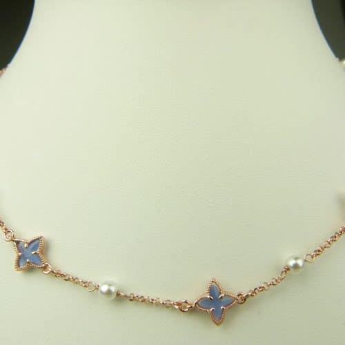 collier in zilver roze goud verguld model star - jeansblauw - Sieraden