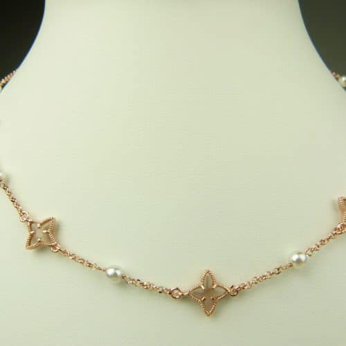 collier in zilver roze goud verguld model star - bruin - Keten