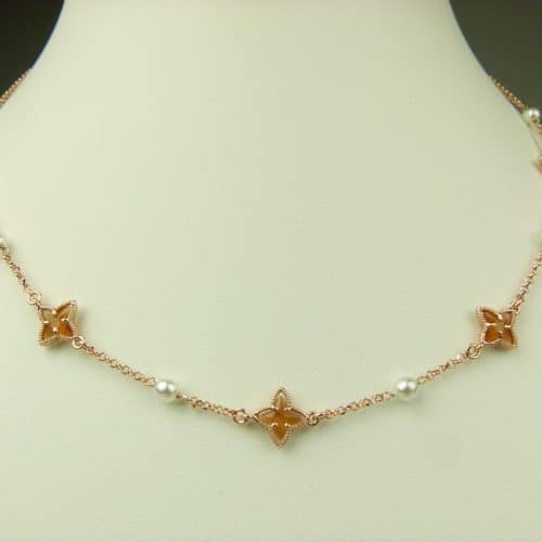 collier in zilver roze goud verguld model star - oranje - Sieraden