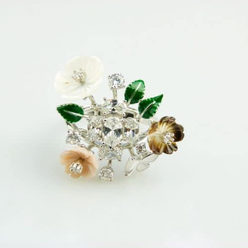 model Blossom zilveren ring met bloemmotieven - Edelsteen