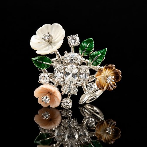 model Blossom zilveren ring met bloemmotieven