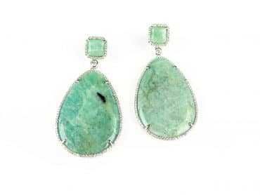 Zilveren oorringen oorbellen Model Green Crush gezet met groene stenen en cubic zirconia - Smaragd