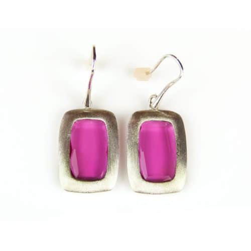 Zilveren oorringen oorbellen Model Color Power gezet met rode stenen - Productontwerp